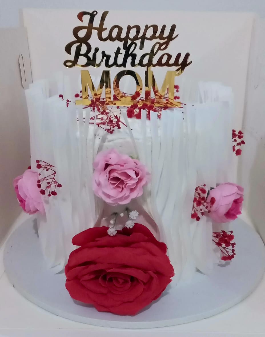 Elegant Rose Mom Birthday Cake