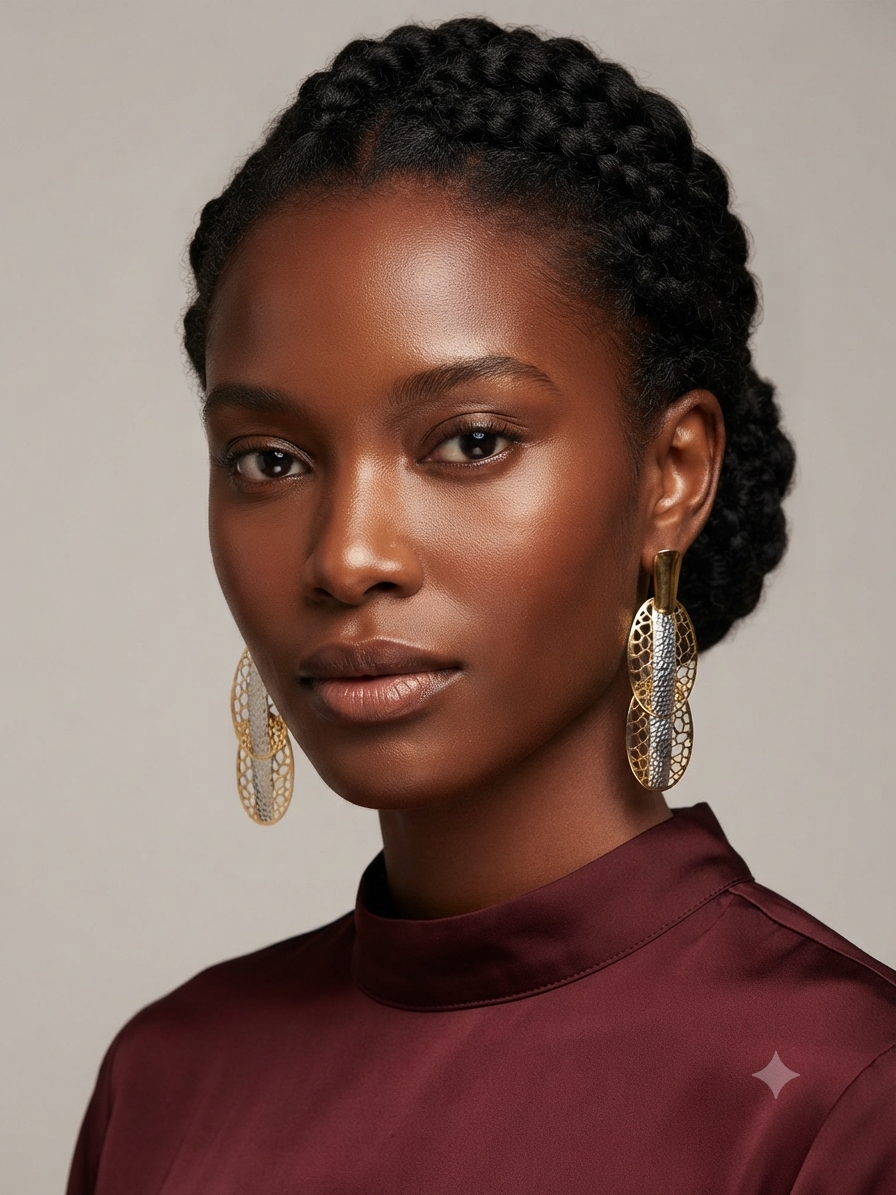 Gold & Silver Honeycomb Drop Earrings