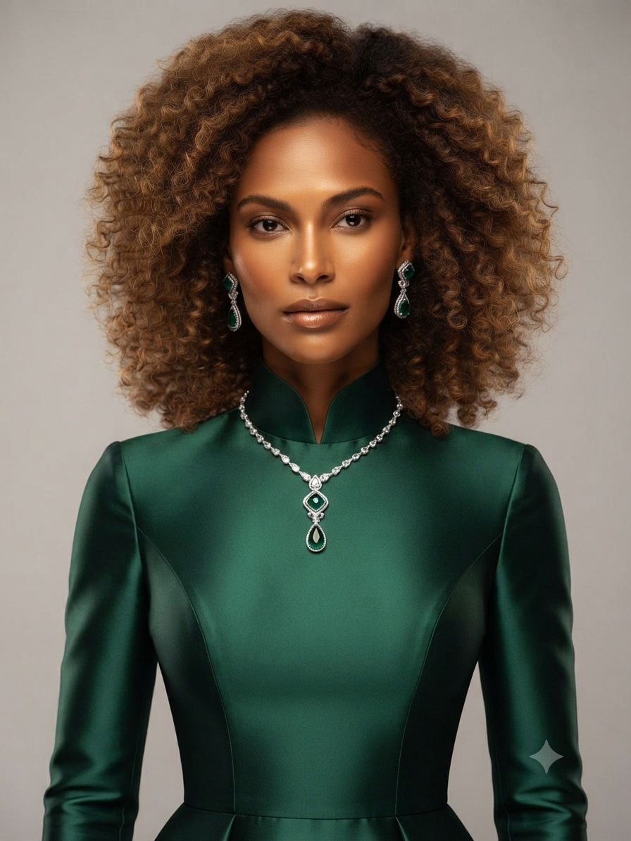 Emerald Green Necklace & Earrings Set