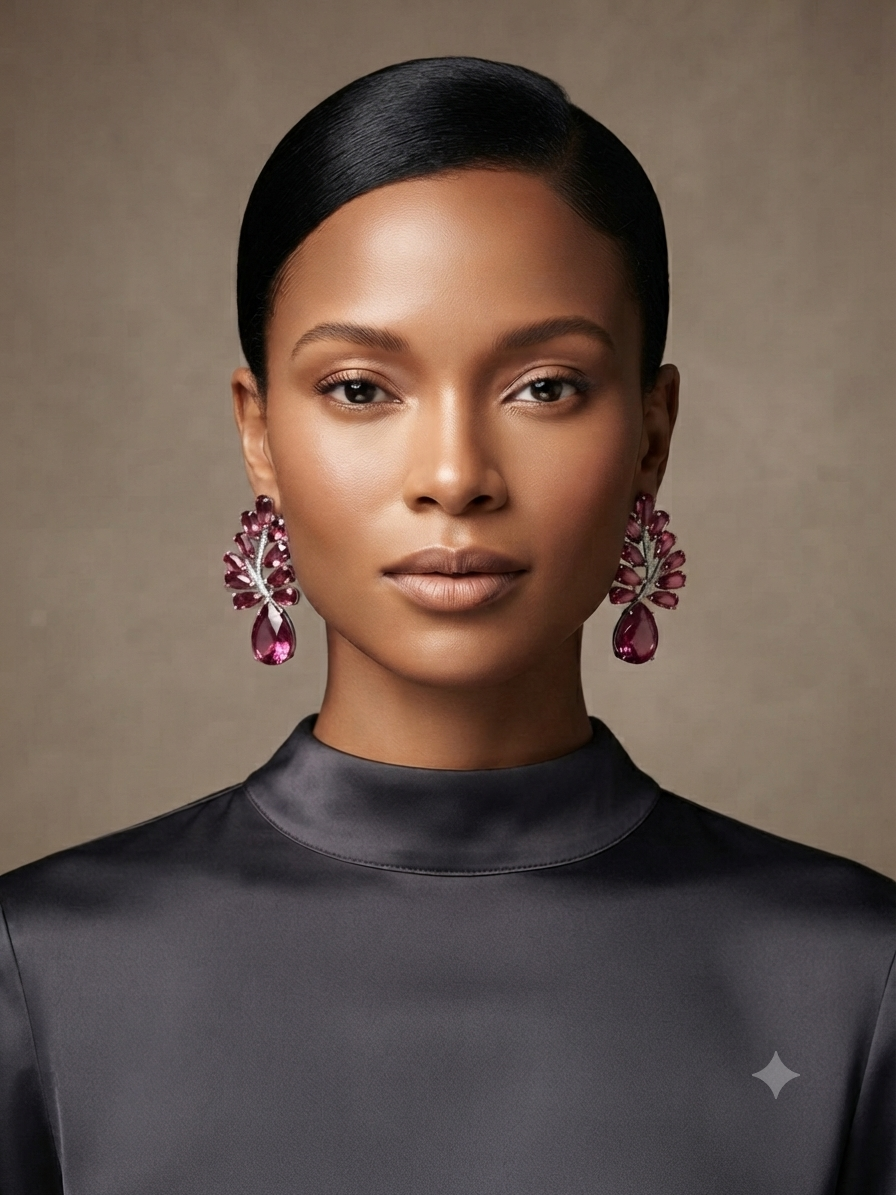 Pink Crystal Statement Earrings